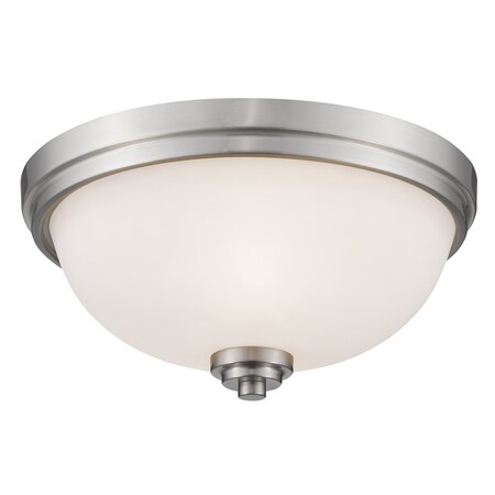 Z-Lite Ashton 3 Light Flush Mount, Brushed Nickel & Matte Opal 443F3-BN